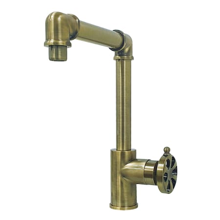 Kingston Brass KS144RXAB Single-Handle Bathroom Faucet with Push Pop-Up, Antique Brass KS144RXAB